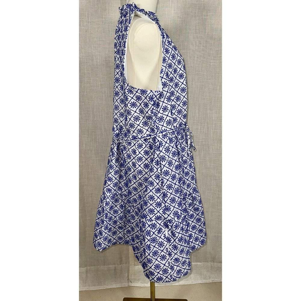 Draper‎ James Dress 1X Women's Blue Tiered Embroidered Elastic Waist Sleeveless - Picture 4 of 7